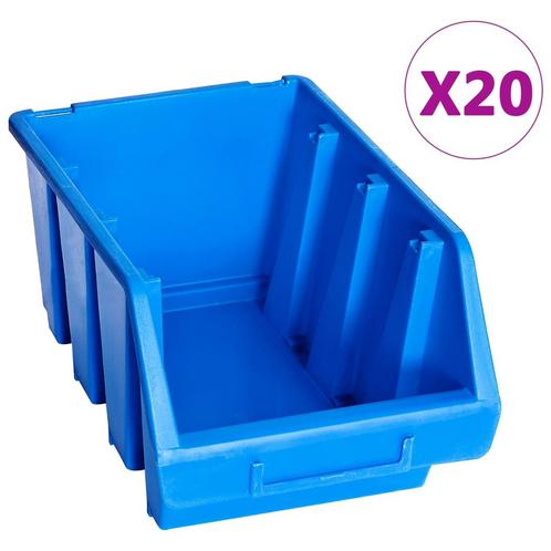 vidaXL Stapelbakken 20 st kunststof blauw, Doe-het-zelf en Bouw, Gereedschapskisten, Nieuw, Verzenden