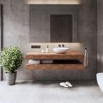 Wastafelbladset Gliss Design Topdek 2x 120x46 cm Oak Cognac, Doe-het-zelf en Bouw, Ophalen of Verzenden, Nieuw, Overige typen
