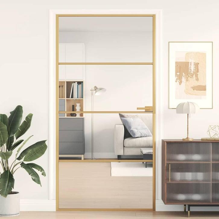 vidaXL Binnendeur smal 102,5x201,5 cm gehard glas en, Doe-het-zelf en Bouw, Deuren en Vliegenramen, Nieuw, Verzenden
