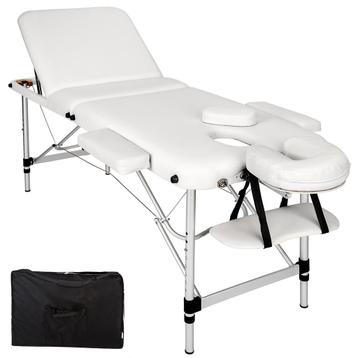 3-zone massagetafel met 5 cm matras en aluminium frame - wit