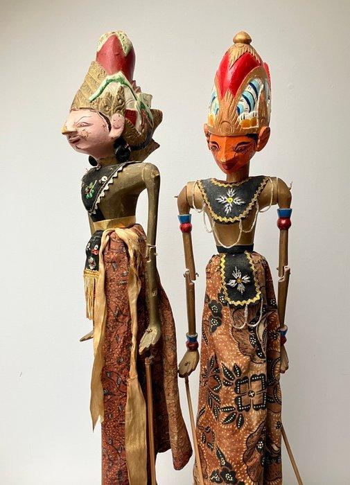 2 Wayang Golek poppen - Indonesië, Antiek en Kunst, Kunst | Niet-Westerse kunst
