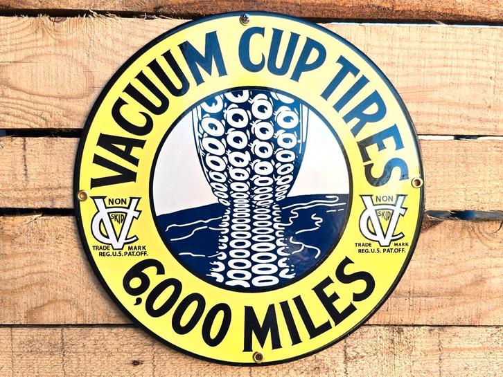 Vacuum cup tires emaille bord vintage, Verzamelen, Merken en Reclamevoorwerpen, Verzenden