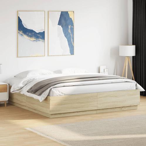 vidaXL Bedframe bewerkt hout sonoma eikenkleurig 180x200 cm, Huis en Inrichting, Slaapkamer | Bedden, Nieuw, Verzenden