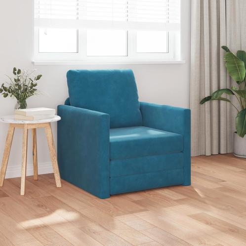 vidaXL Slaapbank met kussen Blauw 74 x 77 x 81 cm Fluweel, Huis en Inrichting, Zetels | Zetels, Nieuw, Verzenden