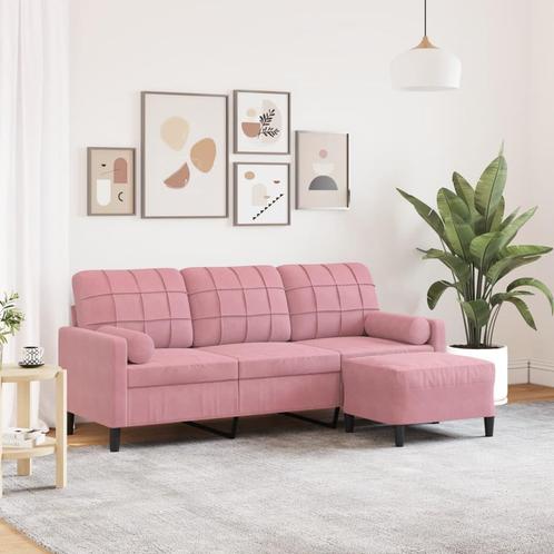 vidaXL Driezitsbank met voetenbank 180 cm fluweel roze, Huis en Inrichting, Zetels | Zetels, Nieuw, Verzenden