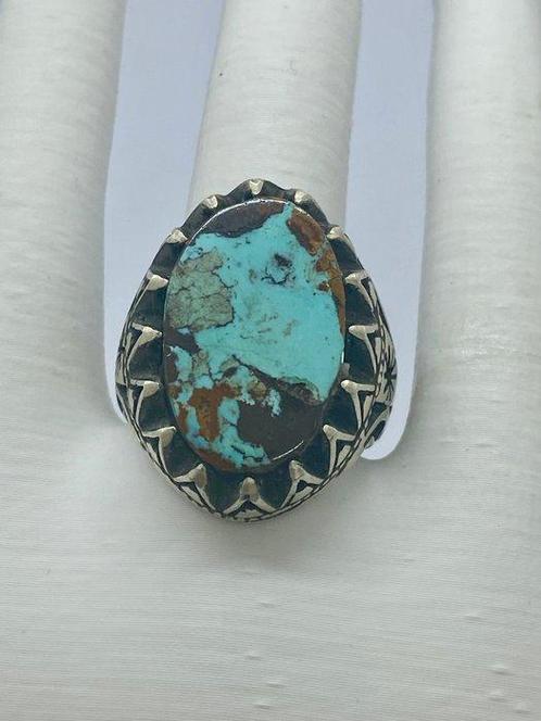 Vintage Indiase ring .900 - Zilver, Turkoois - India - 20e, Antiek en Kunst, Kunst | Niet-Westerse kunst