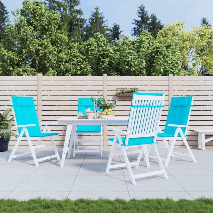 vidaXL Stoelkussens 4 st hoge rug oxford stof turquoise, Huis en Inrichting, Woonaccessoires | Kussens, Nieuw, Verzenden