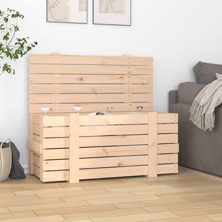 vidaXL Opbergbox 91x40,5x42 cm massief grenenhout, Doe-het-zelf en Bouw, Kratten en Dozen, Nieuw, Verzenden