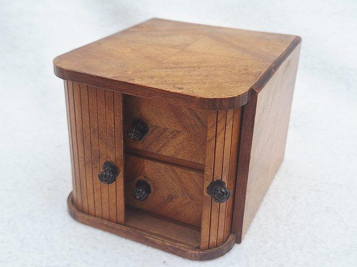 Kast - Hout - Kleine kast met een schuifdeur en twee lades, Antiek en Kunst, Kunst | Designobjecten