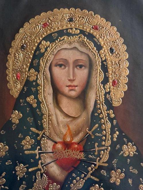 Cuzco School (XX) - Our Lady of Sorrows with Sacred Heart, Antiek en Kunst, Kunst | Schilderijen | Klassiek