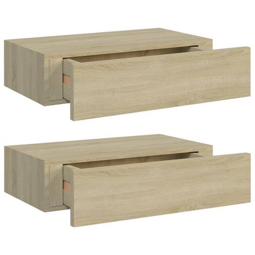 Wandschappen (Eiken) met Lade - 2 stuks | Tweede Kansje |..., Huis en Inrichting, Woonaccessoires | Wandplanken en Boekenplanken