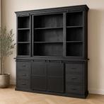 Buffetkast Mangohout Milan 200 Recht Zwart, Huis en Inrichting, Kasten | Buffetkasten, Nieuw, 200 cm of meer, Industriële meubels