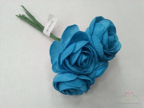 Camelia ranonkel foambloem blauw neon doos 30st foambloemen, Maison & Meubles, Accessoires pour la Maison | Plantes & Fleurs artificielles