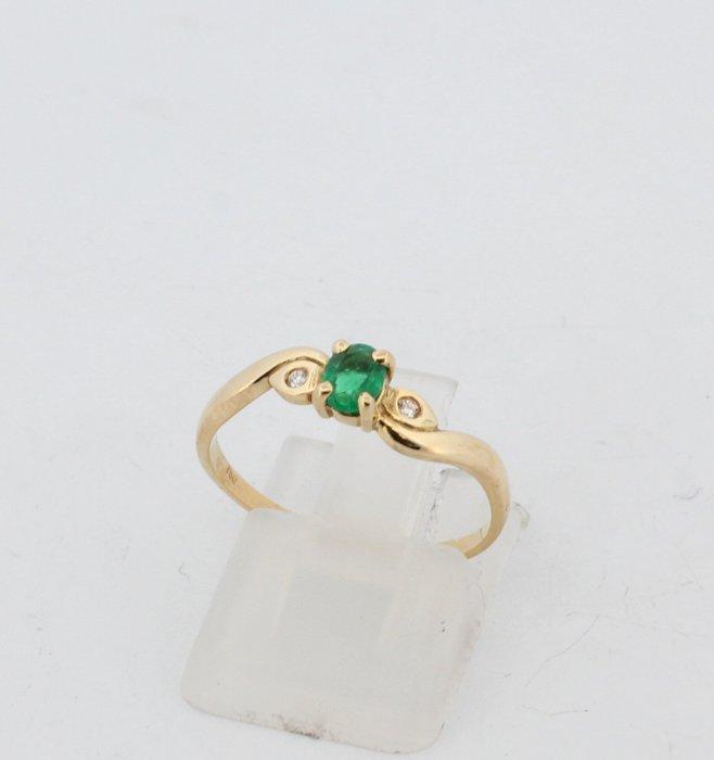Zonder minimumprijs - Ring - 18 karaat Geel goud Smaragd -, Handtassen en Accessoires, Ringen