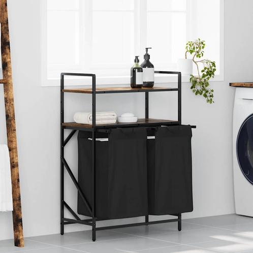 vidaXL Wasmand 2 vakken met planken gerookt eikenkleurig, Huis en Inrichting, Woonaccessoires | Overige, Nieuw, Verzenden