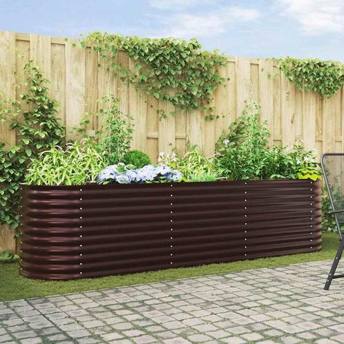 vidaXL Verhoogde plantenbak Bruin 320 x 80 x 81 cm Staal, Tuin en Terras, Bloempotten, Nieuw, Verzenden