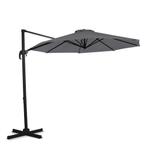 VONROC Parasol Bardolino Ø300cm – Zweefparasol | Grijs, Tuin en Terras, Verzenden, Nieuw