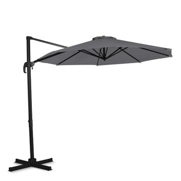 VONROC Parasol Bardolino Ø300cm – Zweefparasol | Grijs, Tuin en Terras, Verzenden, Nieuw