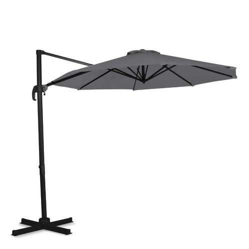 VONROC Parasol Bardolino Ø300cm – Zweefparasol | Grijs, Tuin en Terras, Parasols, Nieuw, Verzenden