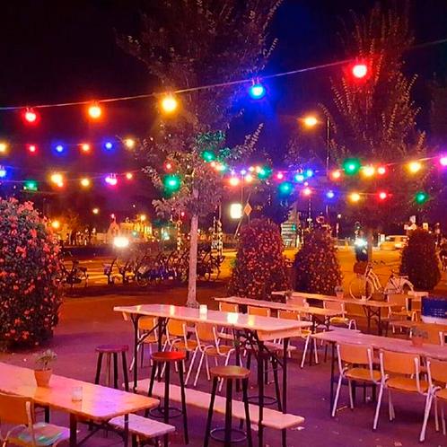 Feestverlichting voor buiten Patio Lichtsnoer kleur 40m met, Tuin en Terras, Buitenverlichting, Minder dan 50 watt, Nieuw, Kunststof