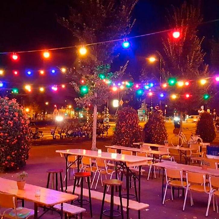 Feestverlichting voor buiten Patio Lichtsnoer kleur 40m met, Tuin en Terras, Buitenverlichting, Minder dan 50 watt, Nieuw, Kunststof