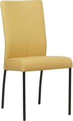 Gele leren moderne eetkamerstoel - poot rond zwart - Toledo, Huis en Inrichting, Stoelen, Nieuw, Leer, Ophalen of Verzenden, Eén
