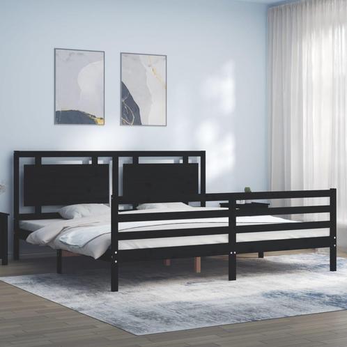 vidaXL Cadre de lit avec tête de lit noir 200x200 cm, Huis en Inrichting, Slaapkamer | Bedden, Verzenden