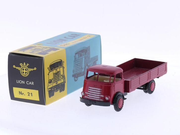 Schaal 1:50 Lion Car Nr.21 DAF vrachtauto met open laadba..., Hobby en Vrije tijd, Modelauto's | 1:50, Zo goed als nieuw, Ophalen of Verzenden
