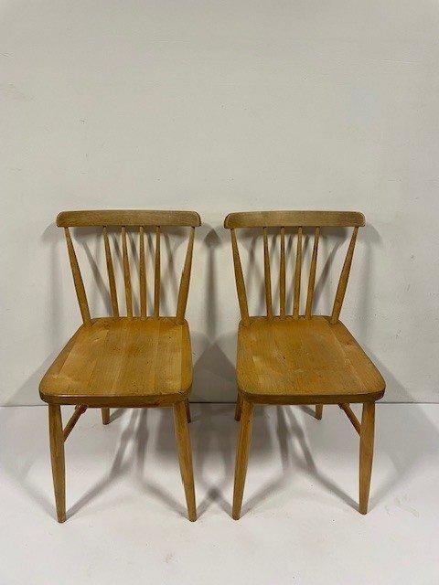 Chaise - Bois - Deux chaises vintage, Antiek en Kunst, Kunst | Designobjecten