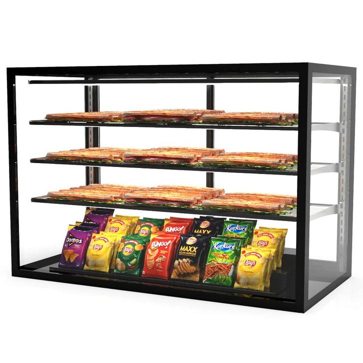 Neutrale Vitrine | INTEGRA | Zwart | 4 Niveaus |, Zakelijke goederen, Horeca | Keukenapparatuur, Nieuw in verpakking, Verzenden