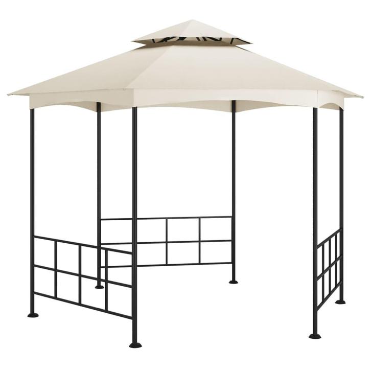 vidaXL Prieel met zijwanden 3,1x2,7 m crèmekleurig, Tuin en Terras, Partytenten, Nieuw, Verzenden