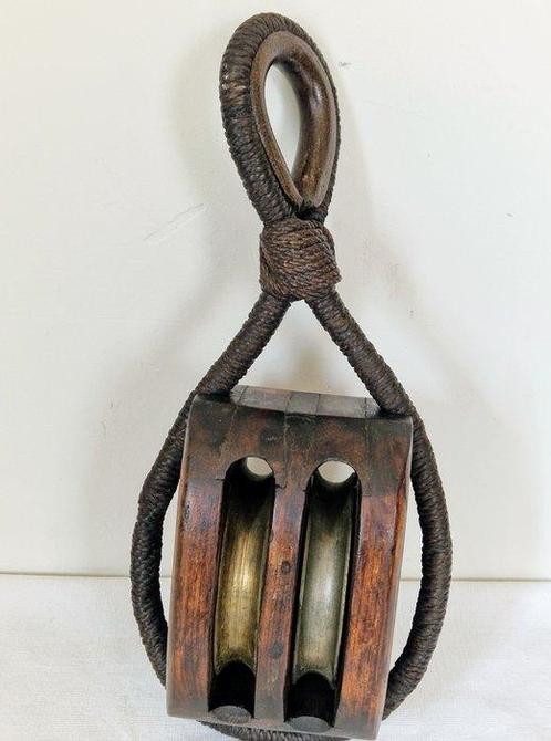 Ship’s pulley - Grote katrol - pokhout, Antiek en Kunst, Curiosa en Brocante