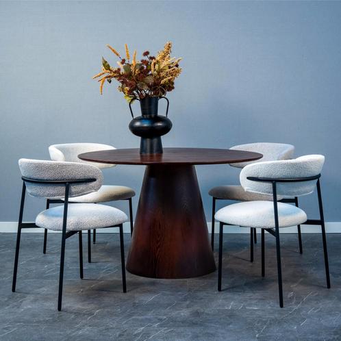 Eettafel Rond Olivia 120 cm Donker Walnoot, Huis en Inrichting, Tafels | Eettafels, Nieuw, Verzenden