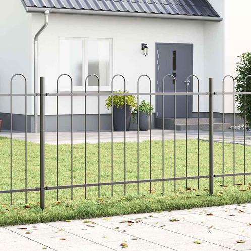 vidaXL Tuinhek met Hoepel Top Grijs 3,4 x 1,2 m Staal, Tuin en Terras, Tuinhekken en Hekwerk, Nieuw, Verzenden
