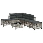 vidaXL 3-delige Loungeset met kussens poly rattan grijs, Tuin en Terras, Verzenden, Nieuw
