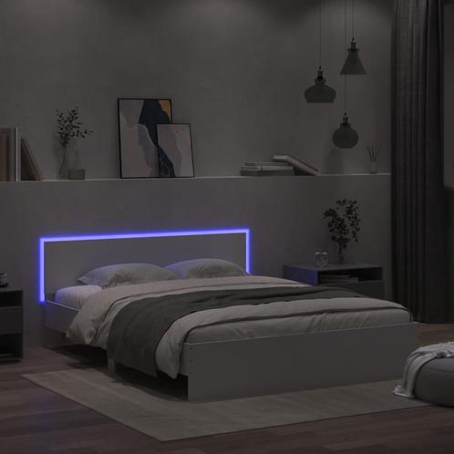 vidaXL Cadre de lit avec tête de lit et LED blanc, Maison & Meubles, Chambre à coucher | Lits, Neuf, Envoi
