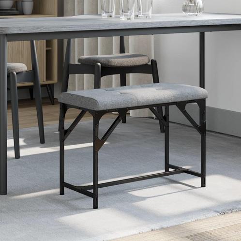 vidaXL Eetkamerbank 62x32x45 cm staal en stof lichtgrijs, Huis en Inrichting, Stoelen, Nieuw, Verzenden