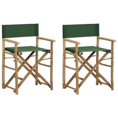 vidaXL Regisseursstoelen 2 st inklapbaar groen bamboe en, Tuin en Terras, Tuinstoelen, Nieuw, Verzenden