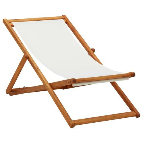 vidaXL Strandstoel inklapbaar eucalyptushout en stof, Tuin en Terras, Tuinstoelen, Nieuw, Verzenden