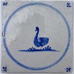 Tegel - Zeldzame antieke Delfts blauwe tegel met een grote