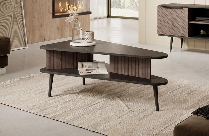 Meubella Salontafel Pedro zwart eiken donker eiken 100 cm, Huis en Inrichting, Tafels | Salontafels, Nieuw, 50 tot 100 cm, Minder dan 50 cm