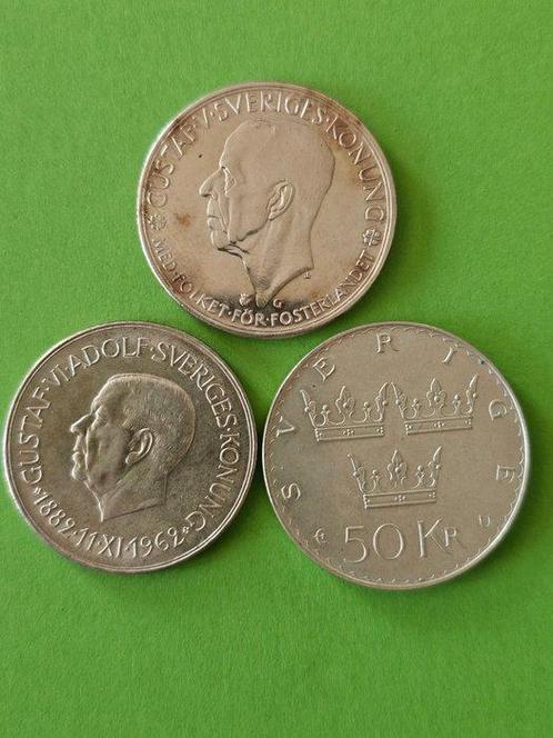 Zweden. 5 Kronor 1935 + 1962 50 Kronor 1975 (Zonder, Postzegels en Munten, Munten | Europa | Niet-Euromunten