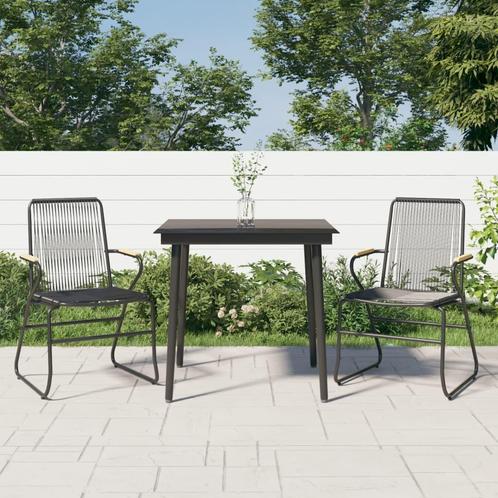 vidaXL 3-delige Tuinset PVC-rattan zwart, Tuin en Terras, Tuinsets en Loungesets, Tuinset, Nieuw, Verzenden