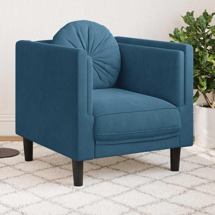 vidaXL Fauteuil met kussen fluweel blauw, Huis en Inrichting, Zetels | Zetels, Nieuw, Verzenden