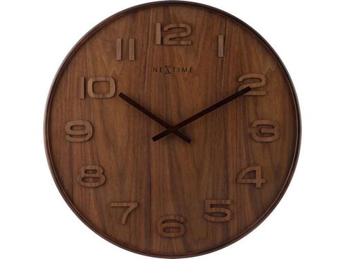 NeXtime - wandklok - 35 cm - Hout - Bruin - Wood Wood, Huis en Inrichting, Woonaccessoires | Overige, Nieuw, Verzenden