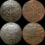 Portugal. 4 Monarchy Coins - Reis/Cruzado - D.João V/Regent, Postzegels en Munten