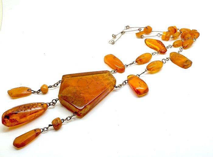 Oude natuurlijke Baltische amberketting met hangers -, Antiek en Kunst, Curiosa en Brocante