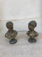 sculptuur, Two Bust, Boy and Girl - 1,7 kg - 15 cm - Brons, Antiek en Kunst, Curiosa en Brocante