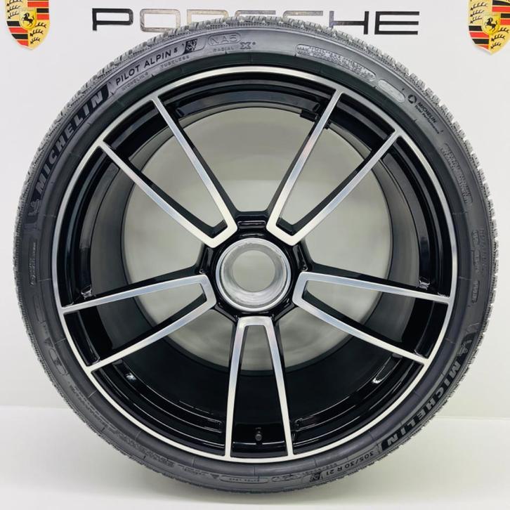 Porsche 992 Turbo S ORIGINELE 20/21inch zwart-alu winterset, Auto-onderdelen, Banden en Velgen, 21 inch, Winterbanden, 305 mm