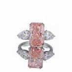 Ring - 14 karaat Witgoud - 9.31ct. tw. Roze Diamant (Fancy